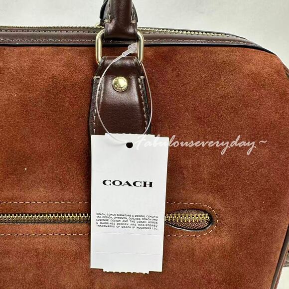 Coach Rowan Large Satchel Bag Crossbody In Suede/Im/Vintage Brown CCC79 NWT - Picture 10 of 12